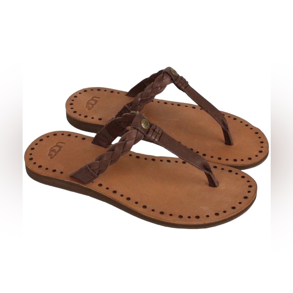 Like New Ugg “Bria” braided brown thong sandals Size 8 - Picture 2 of 8
